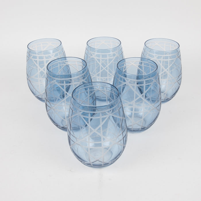 GLASS TUMBLER SET/6PCS BLUE (202016438)