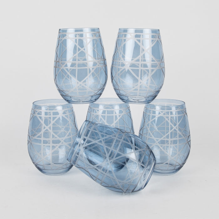 GLASS TUMBLER SET/6PCS BLUE (202016438)