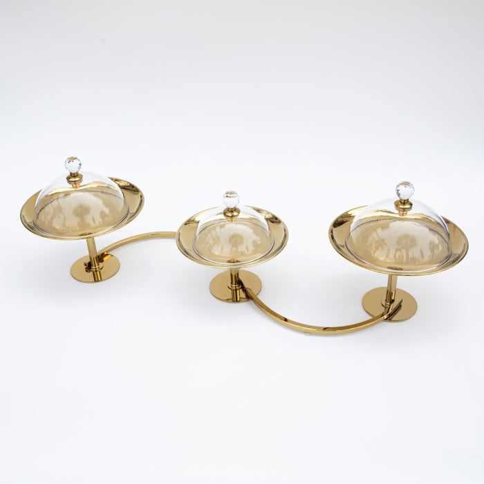 DAZHANG-GLASS BOWLS ON STAND GOLD (202029302)