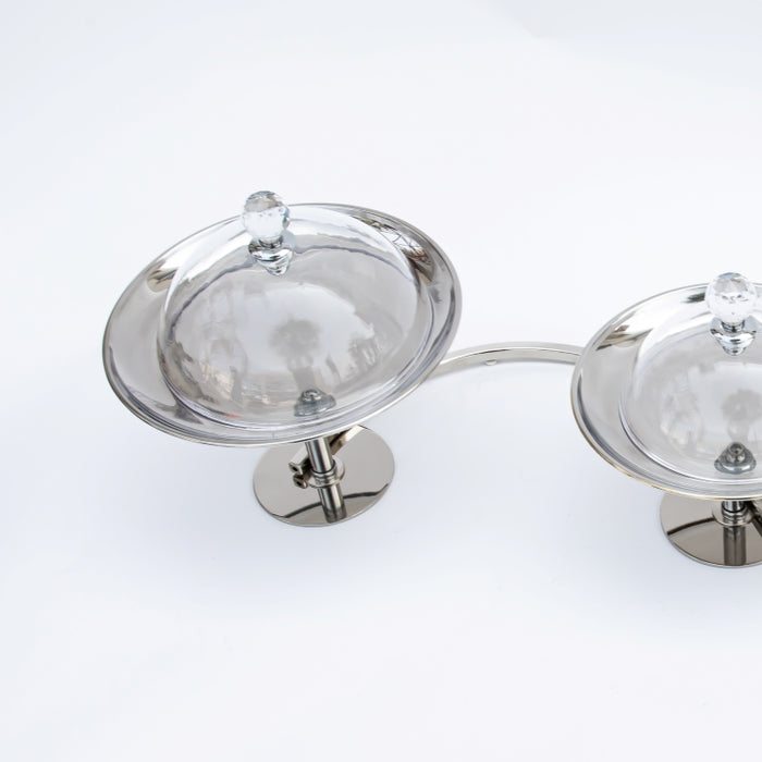 DAZHANG-GLASS BOWLS ON STAND SLVR (202029301)
