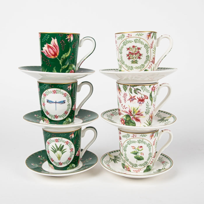 BOTANIC CHIC SET/6 ESPRESSO CUP&SAUCER 100ML (202073300)