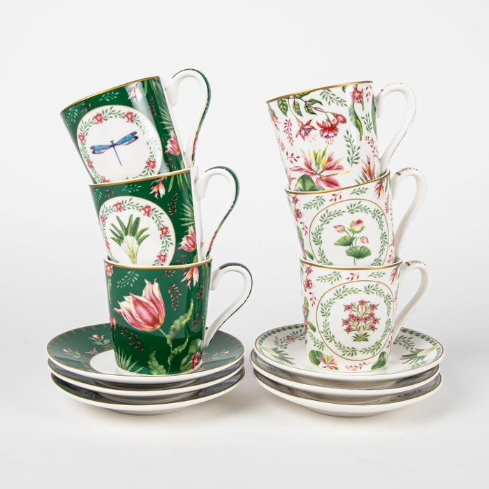 BOTANIC CHIC SET/6 ESPRESSO CUP&SAUCER 100ML (202073300)