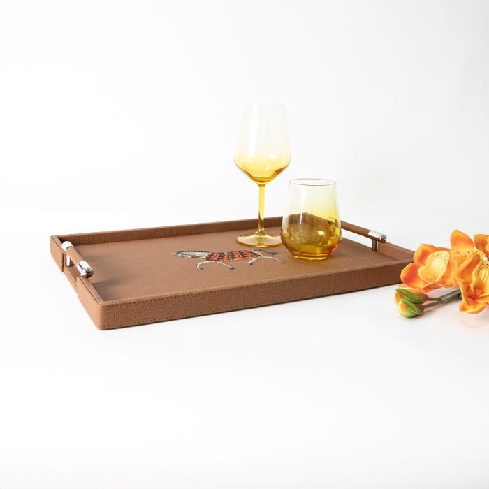 RECT.TRAY WITH HANDLE & EMBROIDERY HORSE 45CMX33CM (202042188)