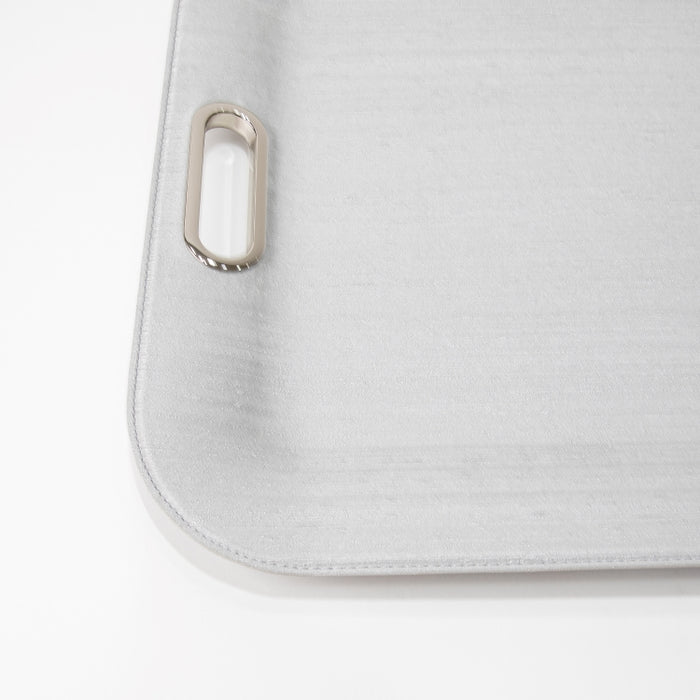 PLASTIC TRAY LARGE WITH HANDLE SILK SILVER 55CMX40CM (202107486)