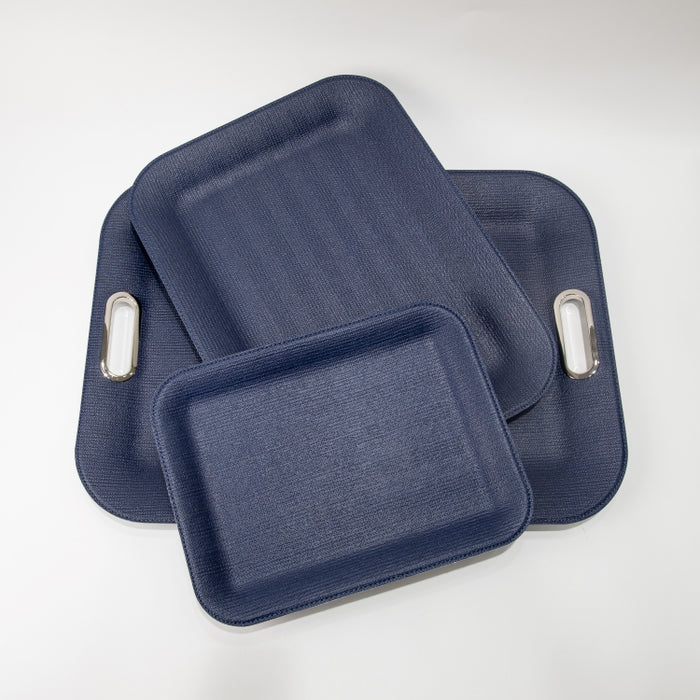 PLASTIC TRAY SMALL BRAID NAVY 33CMX25CM (202107464)