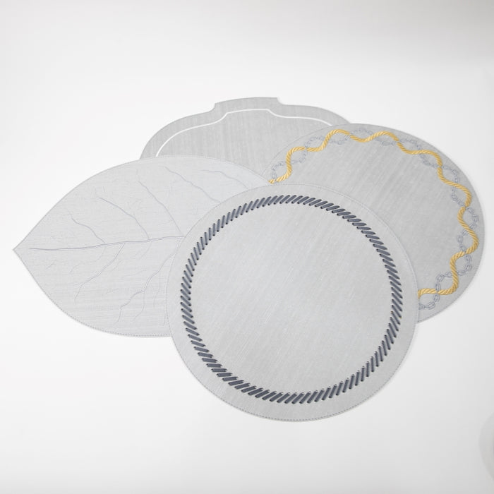 CROWN PLACEMAT W/LINE SILK SILVER (202055091)