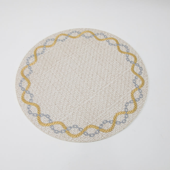 ROUND PLACEMAT W/EMB RAFYA BEIGE (202055074)