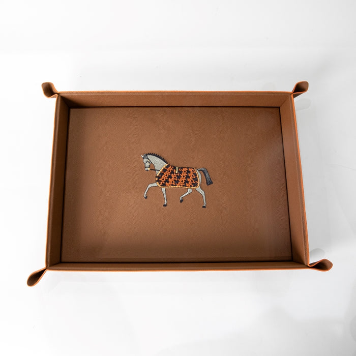 VALET TRAY LARGE WITH EMBROIDERY HORSE 48CMX35CM (202042183)