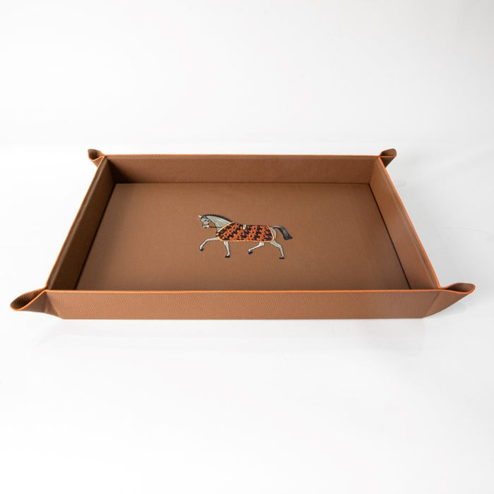VALET TRAY LARGE WITH EMBROIDERY HORSE 48CMX35CM (202042183)