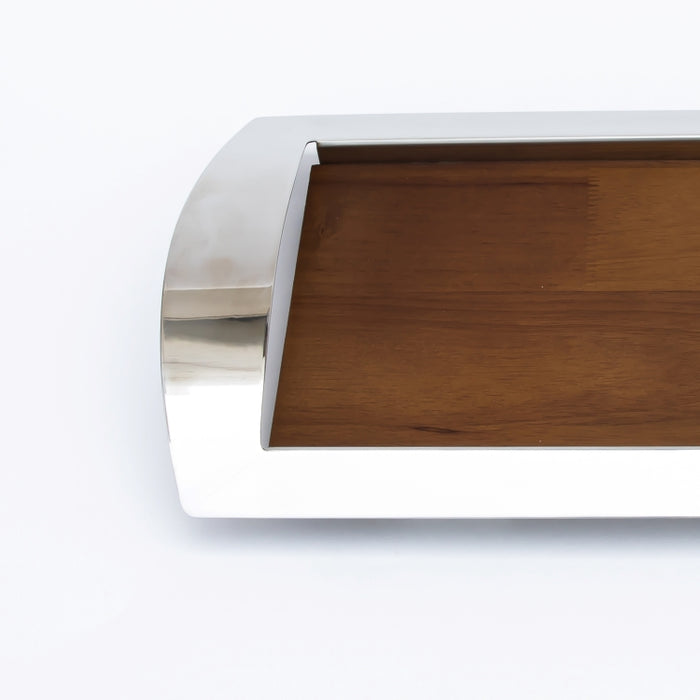 DAZHANG-RECT.TRAY WOOD&STAINLESS STEEL SLV 41X24CM (202107493)