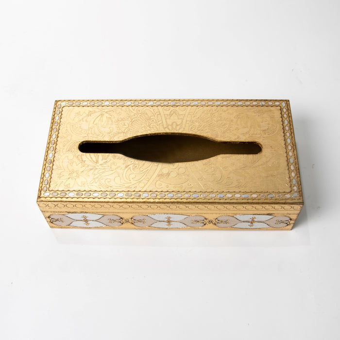 FALCONIERI WOODEN TISSUE BOX GOLD/IVR (202140032)