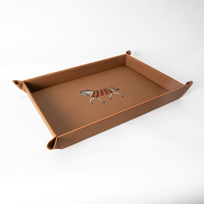 VALET TRAY LARGE WITH EMBROIDERY HORSE 48CMX35CM (202042183)