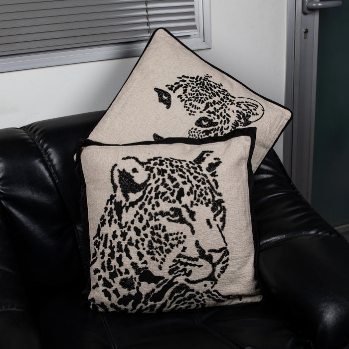CUSHION LEOPARD NTRL/BLACK 45X45 (327131009)