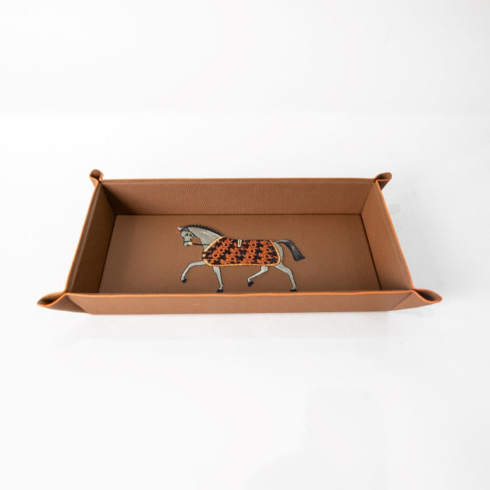 VALET TRAY RECT.SMALL WITH EMBROIDERY HORSE 34CMX19CM (202042184)