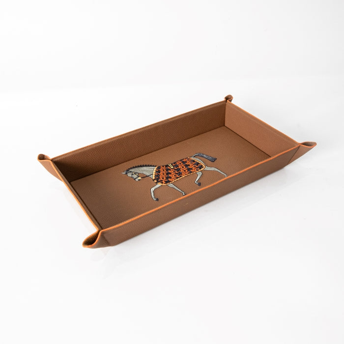 VALET TRAY RECT.SMALL WITH EMBROIDERY HORSE 34CMX19CM (202042184)