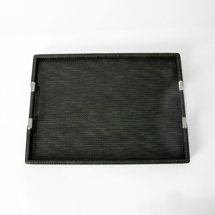 RECT.TRAY WITH STAINLESS STEEL HANDLE DARK GREEN 45CMX33CM (202042201)