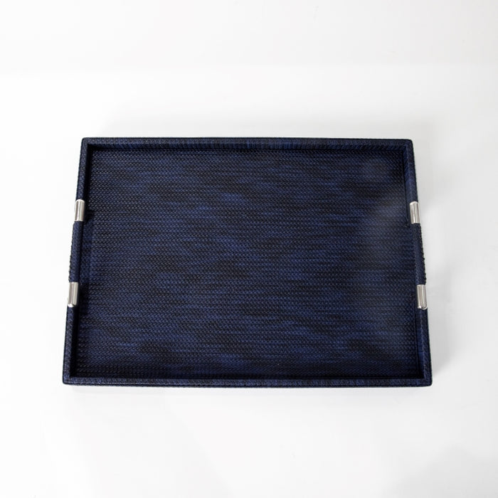 RECT.TRAY WITH STAINLESS STEEL HANDLE NAVY BLUE 45CMX33CM (202042207)