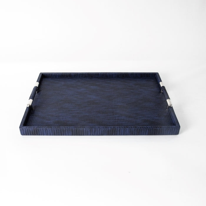 RECT.TRAY WITH STAINLESS STEEL HANDLE NAVY BLUE 45CMX33CM (202042207)