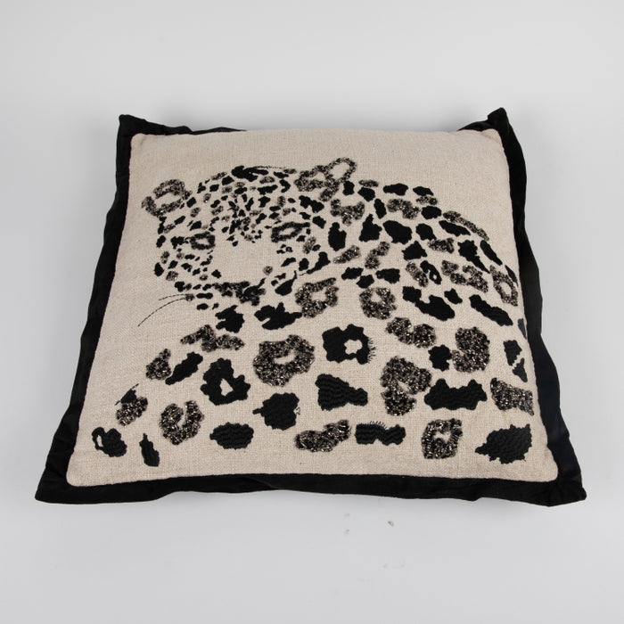 CUSHION LEOPARD NAT/BLACK 45X45 (327131007)