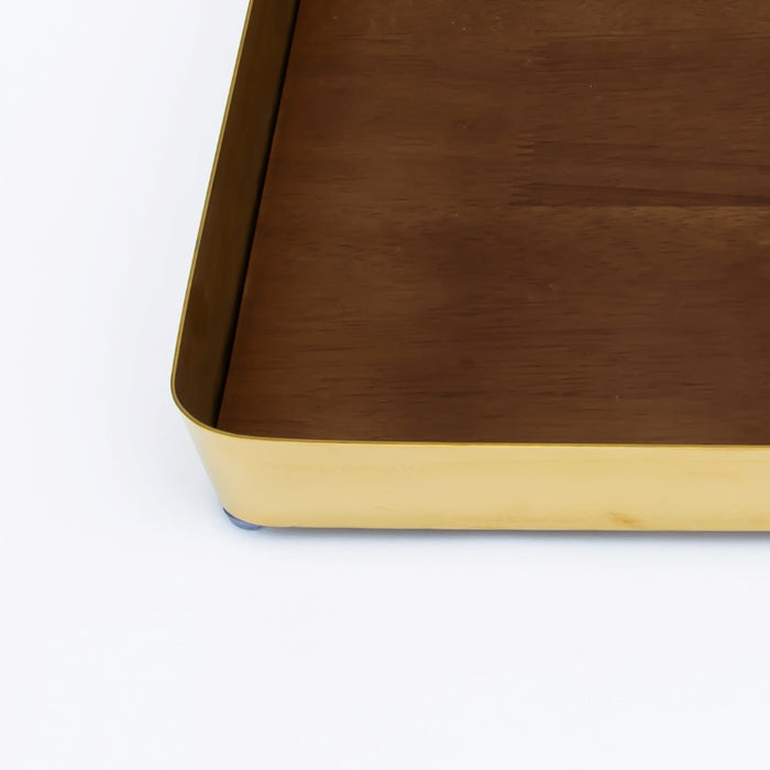 DAZHANG-RECT.TRAY WOOD & STAINLESS STEEL GOLD 40X29CM (202107492)