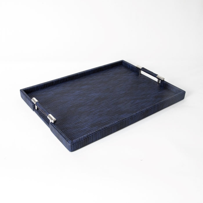 RECT.TRAY WITH STAINLESS STEEL HANDLE NAVY BLUE 45CMX33CM (202042207)