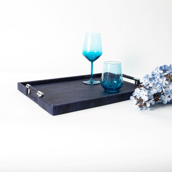 RECT.TRAY WITH STAINLESS STEEL HANDLE NAVY BLUE 45CMX33CM (202042207)