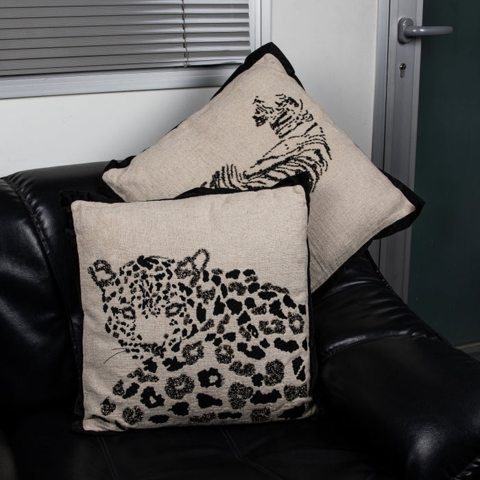 CUSHION LEOPARD NAT/BLACK 45X45 (327131007)