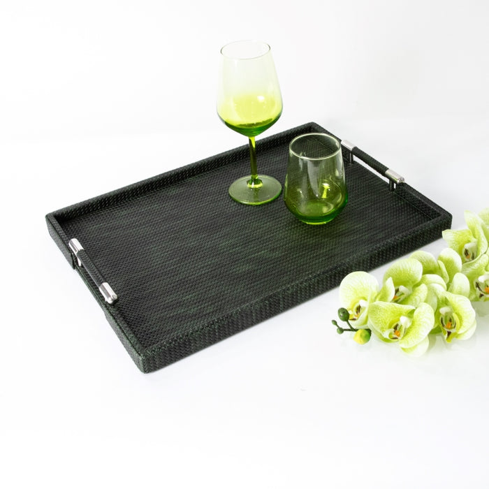RECT.TRAY WITH STAINLESS STEEL HANDLE DARK GREEN 45CMX33CM (202042201)