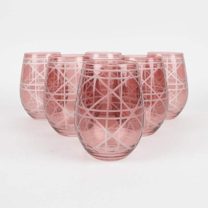 GLASS TUMBLER SET/6PCS PINK (202016435)