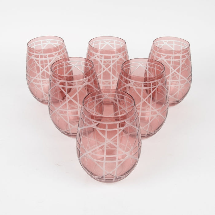 GLASS TUMBLER SET/6PCS PINK (202016435)