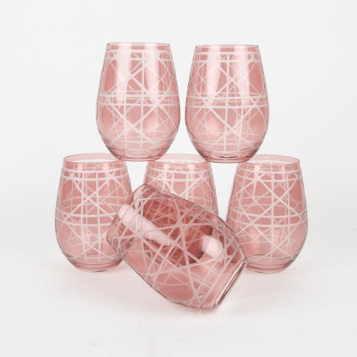 GLASS TUMBLER SET/6PCS PINK (202016435)