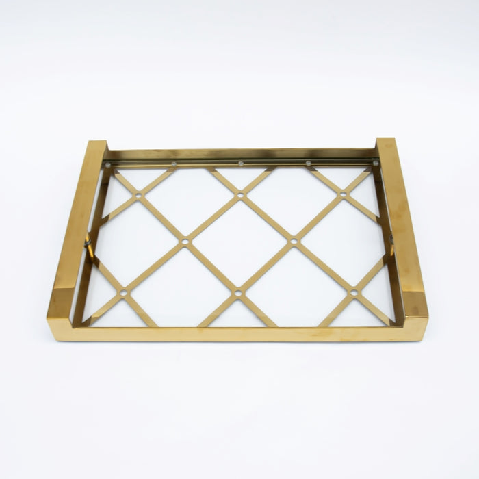 DAZHANG-GLASS TRAY NICKEL PLT GOLD 48X34CM (202107528)