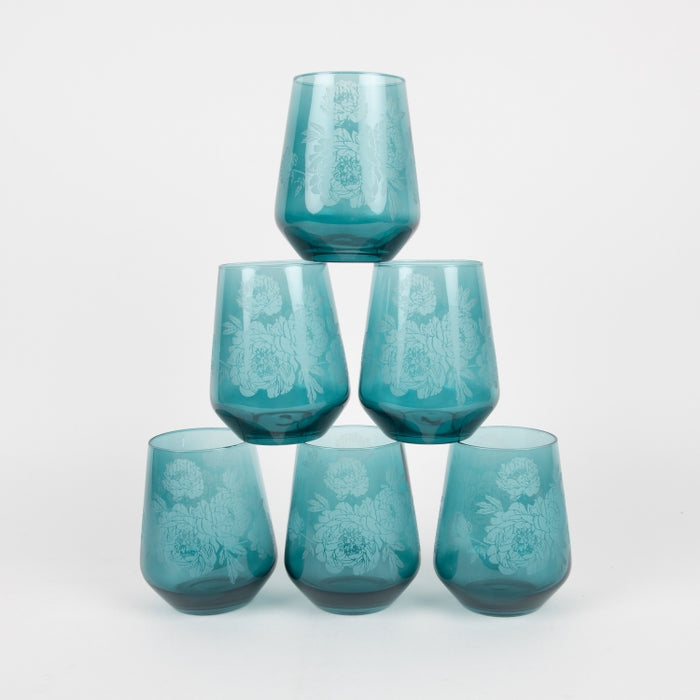 KEYLINK- SET/6 PCS LOW GLASS CUP BLUE (202016439)