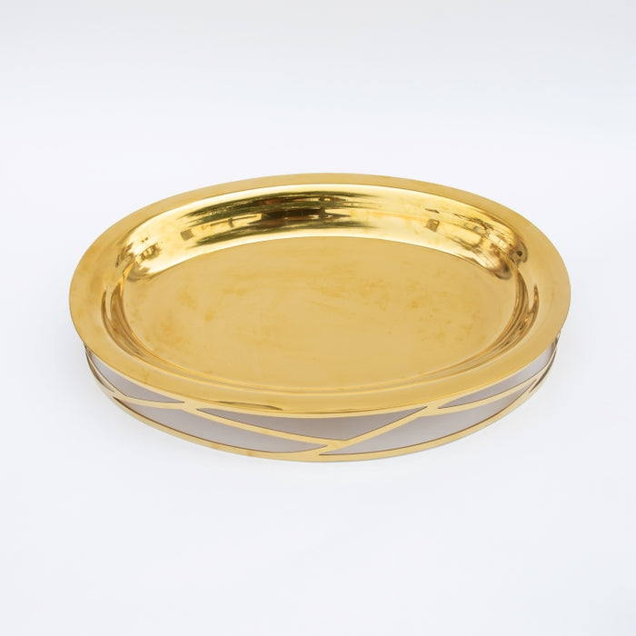 DAZHANG-STAINLESS STEEL TRAY OVAL GOLD 46X32CM (202107523)