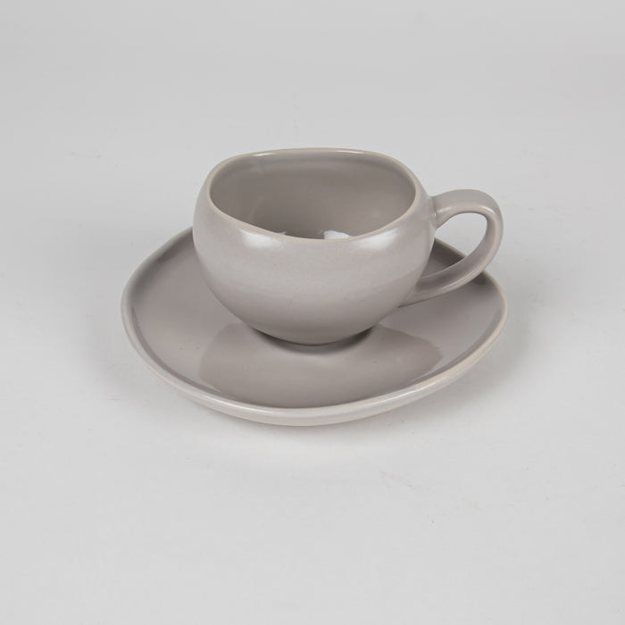 ORGANIC GREY COFFEE CUP&SAUCER 90ML (202073254)