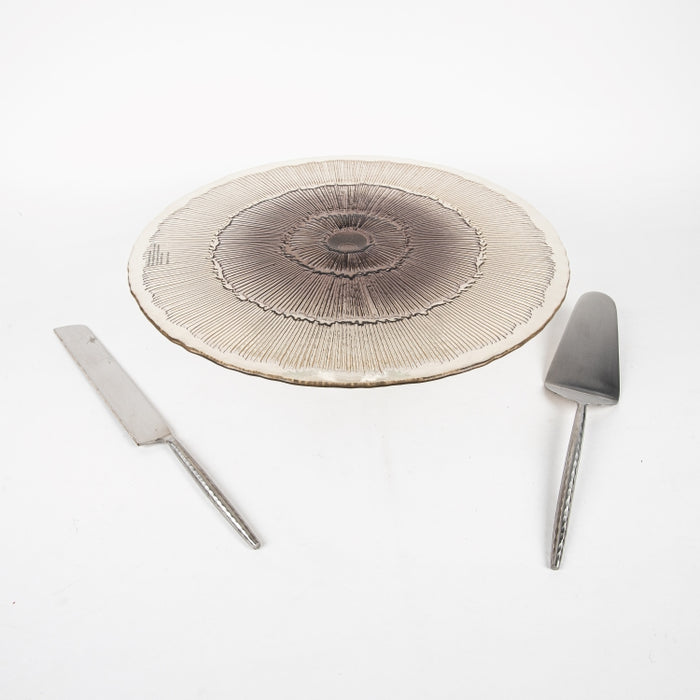 HAMMERED 2PC CAKE SERVER SILVER (202061238)
