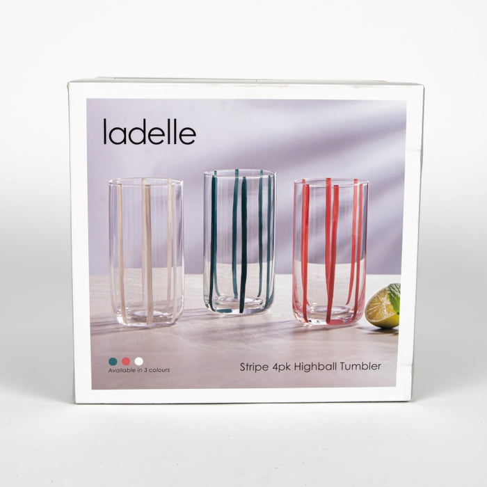 STRIPE 4PCS HIGHBALL TUMBLER (202016459)
