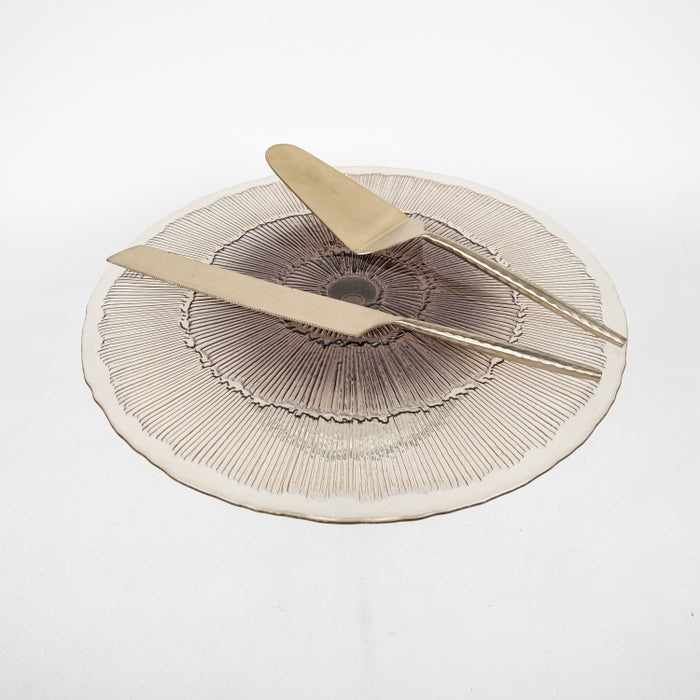 HAMMERED 2PC CAKE SERVER GOLD (202061236)