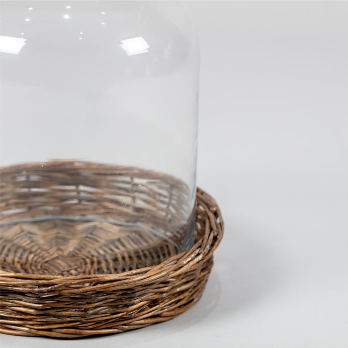 RATTAN STAND WITH GLASS COVER (202015840)