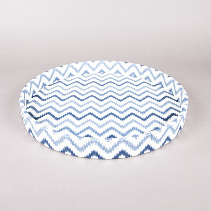 ROUND TRAY ZIGZAG BLUE D42CM (202107307)