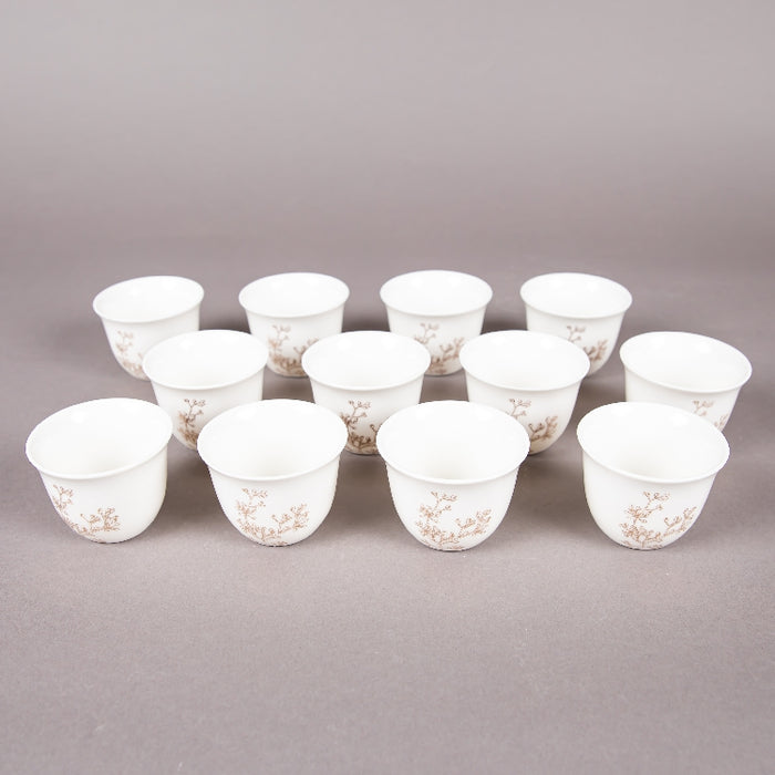 FOSUNY SET OF 12 NEW BONE CHINA GAWA CUPS WHITE/GOLD (202029007)