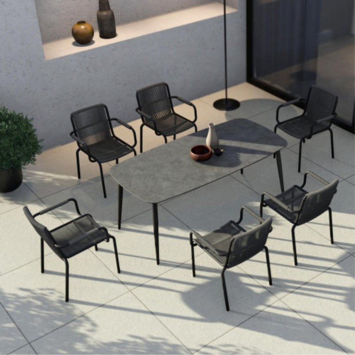 MAUI DINING SET OF 8 CHARCOAL/STONE GREY W/COVER (317022283-84)