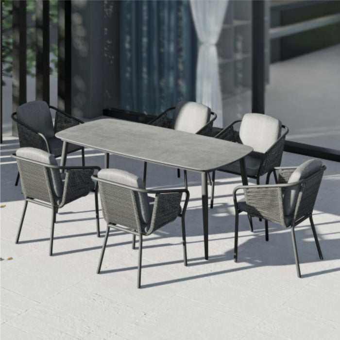 NORA DINING SET OF 8 CHARCOAL W/COVER (317022286)