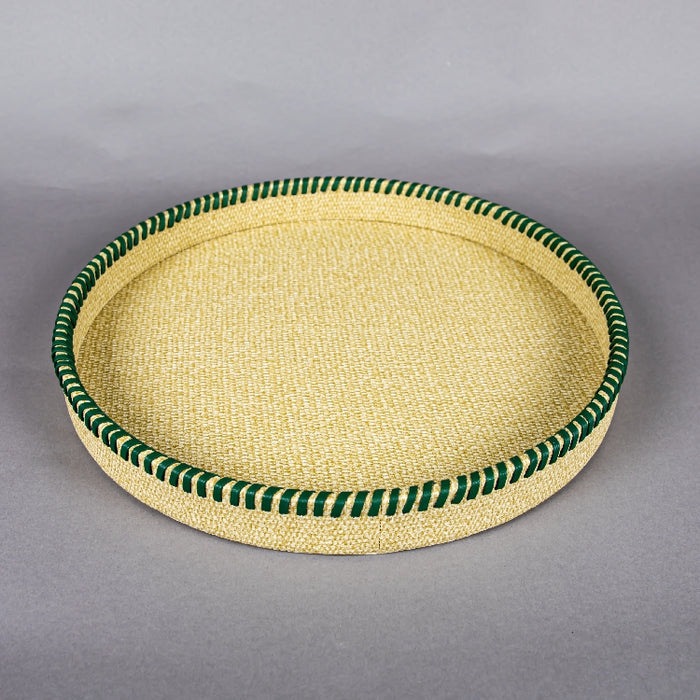 ROUND LEATHER TRAY WITH BAND SOFIA GREEN 42CM (202107358)