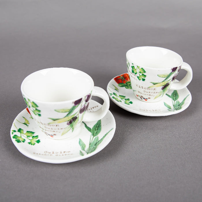 HOME & KITCHEN SET OF 2 COFFEE CUP&SAUCER 120ML (202072675)