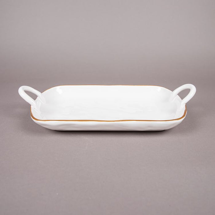 MERCURY CERAMIC SERVING PLATE WITH HANDLE 44X21 WHITE (202028869)