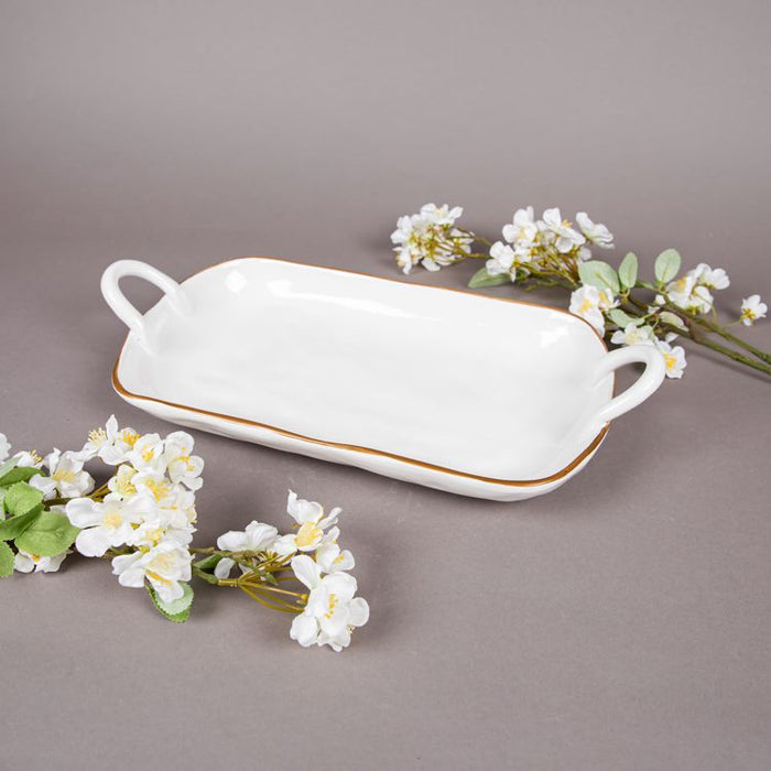 MERCURY CERAMIC SERVING PLATE WITH HANDLE 44X21 WHITE (202028869)